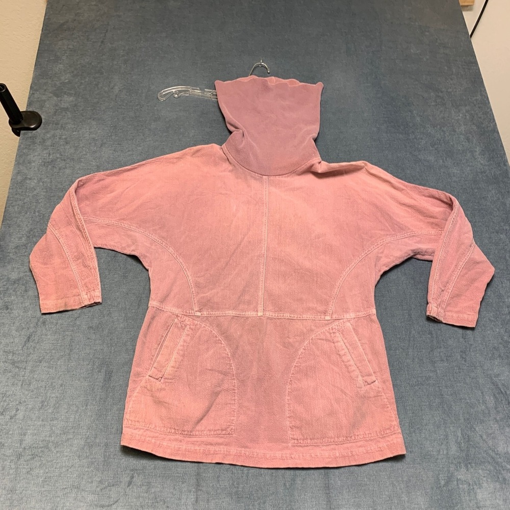 Cotton USA Sweatshirt Womens Small Dusty Rose Mock Neck Pockets Winter Pullover